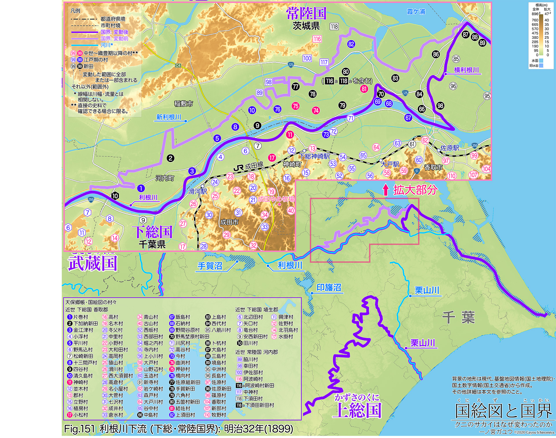 Fig.151 利根川下流 (下総・常陸国界): 明治32年(1899)