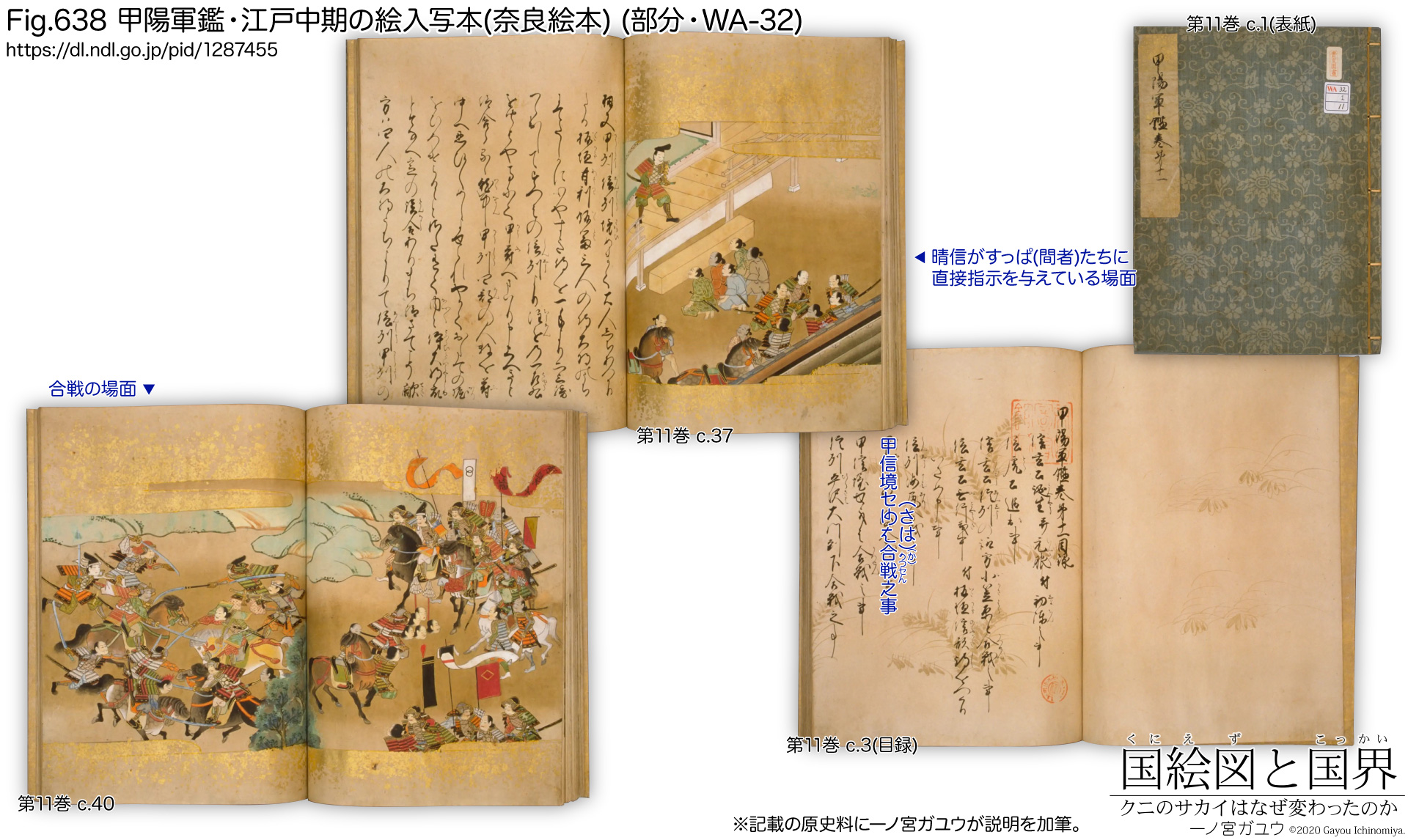 Fig.638 甲陽軍鑑・江戸中期の絵入写本(奈良絵本) (部分・WA-32)