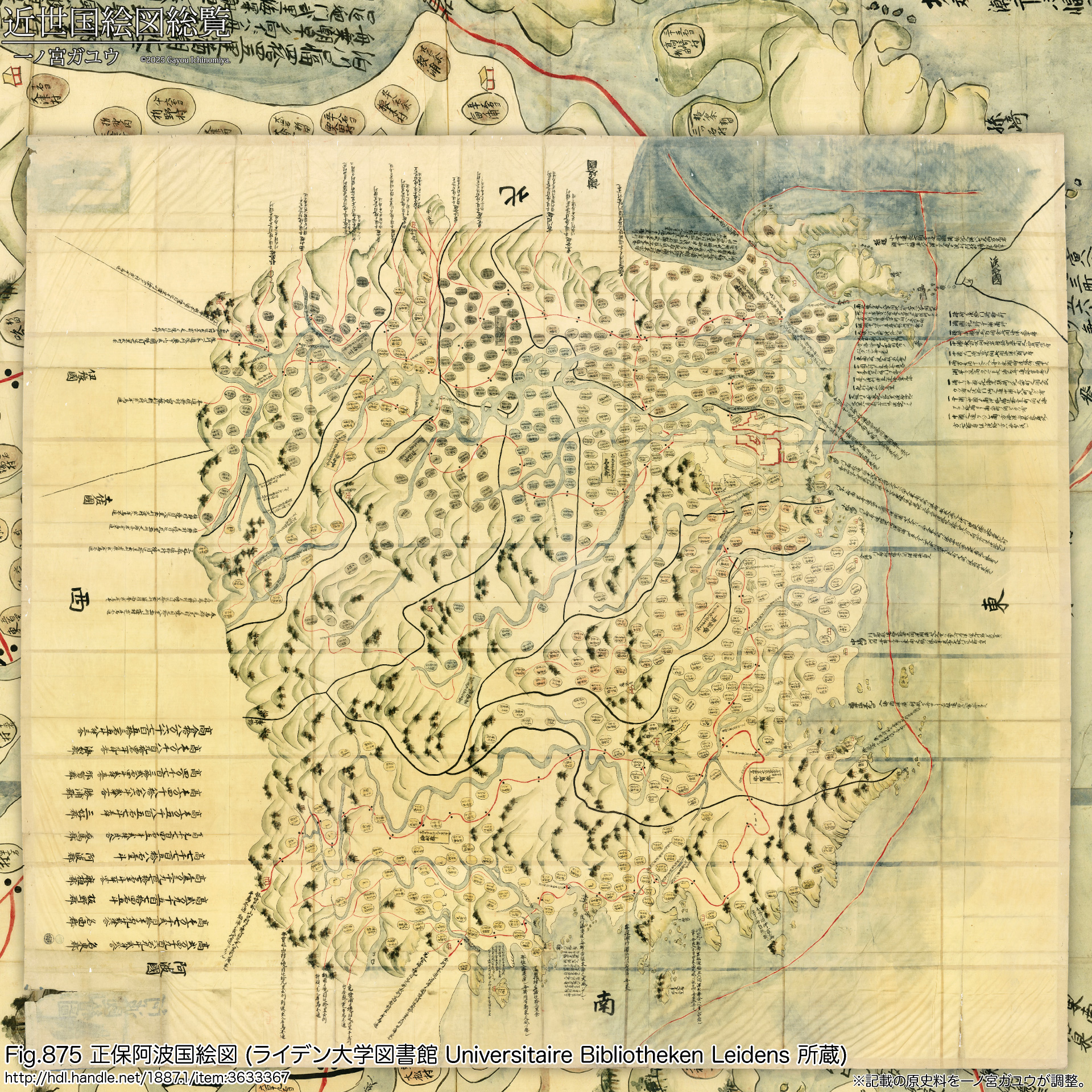 Fig.875 正保阿波国絵図 (ライデン大学図書館 Universitaire Bibliotheken Leidens 所蔵)